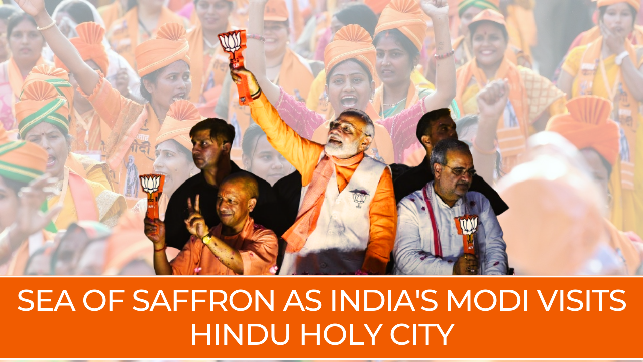 Sea of saffron as India's Modi visits Hindu holy city 